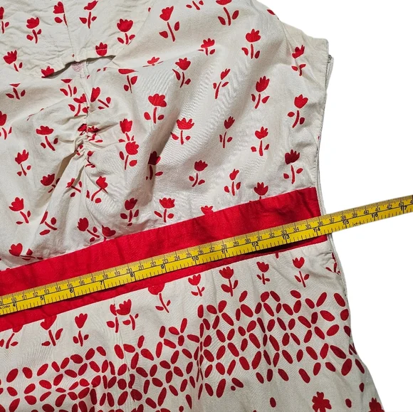 Ruby Belle Vintage Red Orange Off White Floral Dress 8 - Picture 7 of 9